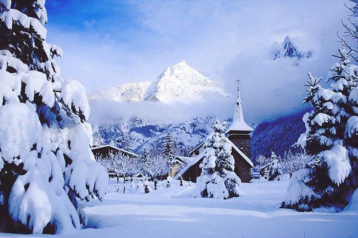 夏慕尼小镇雪景